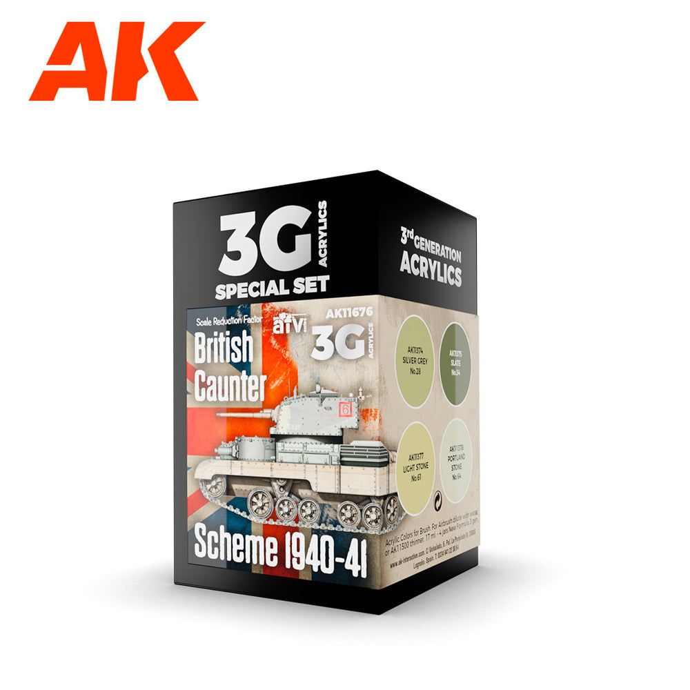 AK Interactive 11676 British Caunter Scheme 1940-1941 3G Acrylic Paint Set