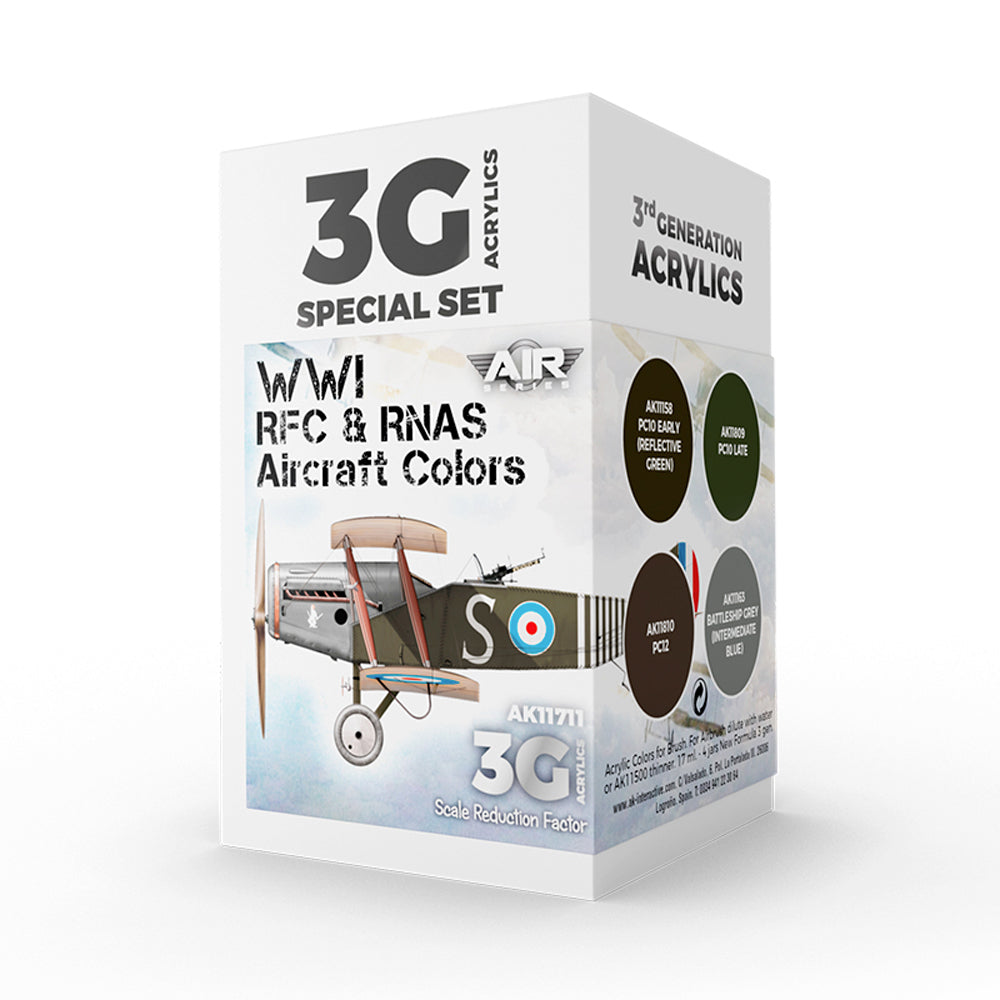 AK Interactive 11711 WWI RFC & RNAS British Aircraft 3G Acrylic Paint Set