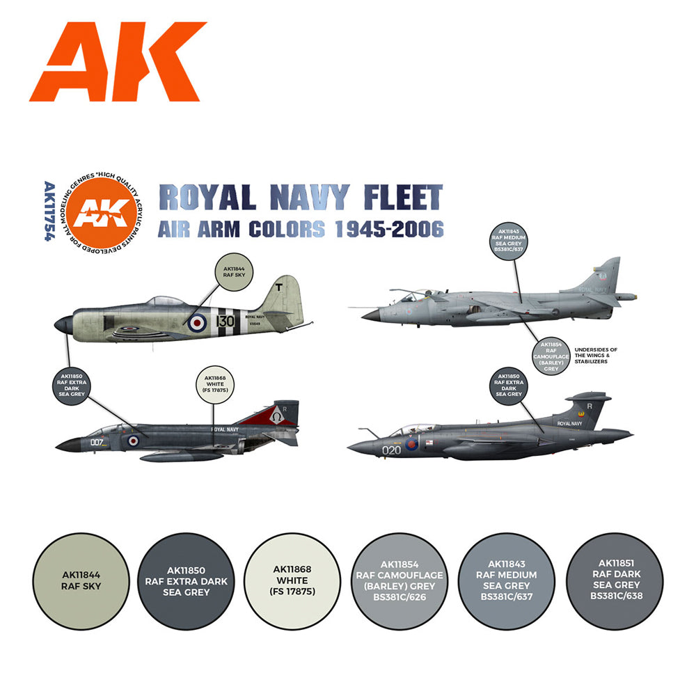 AK Interactive 11754 RN Fleet Air Arm Colours 1945-2006 3G Acrylic Paint Set
