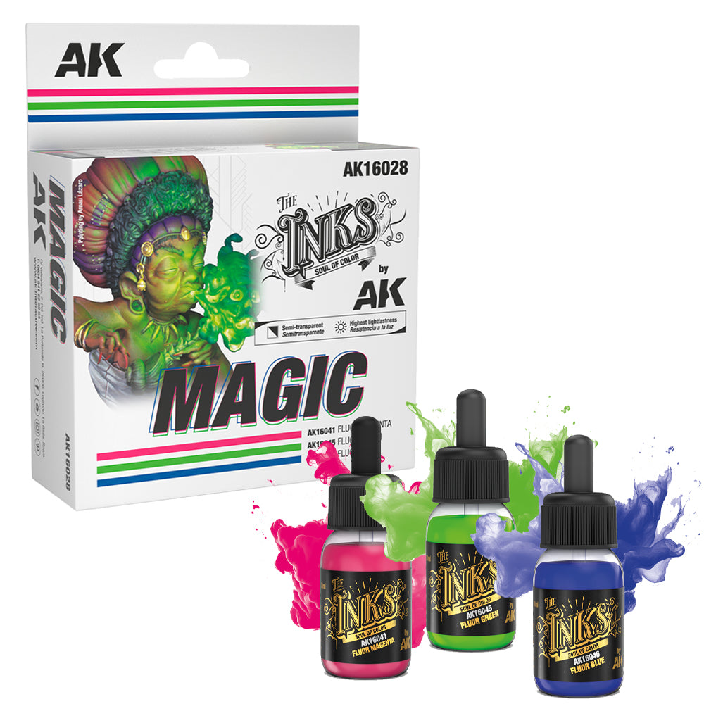 AK Interactive 16028 Inks: Magic - Cool-tone 3-Bottle Set