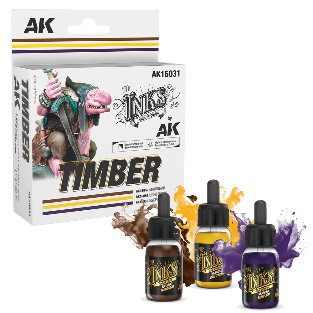 AK Interactive 16031 Inks: Timber - 3-Bottle Set