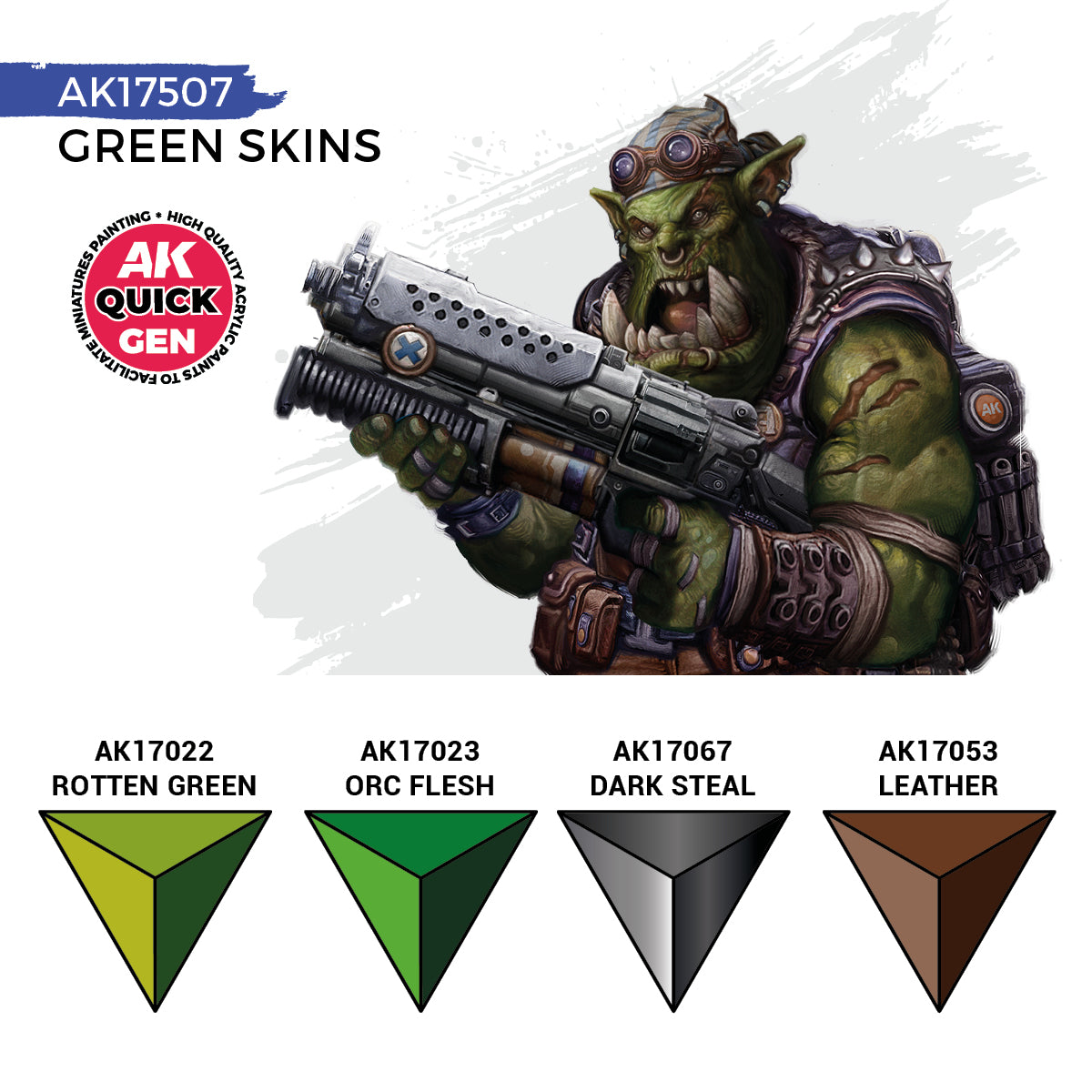 AK Interactive Quick Gen 17507 Green Skins Acrylic Paint Set