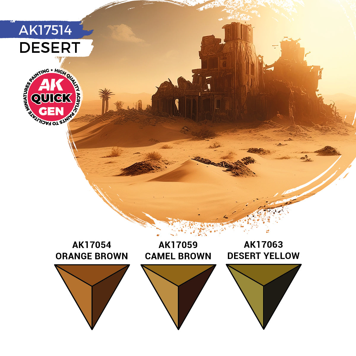 AK Interactive Quick Gen 17514 Desert Acrylic Paint Set