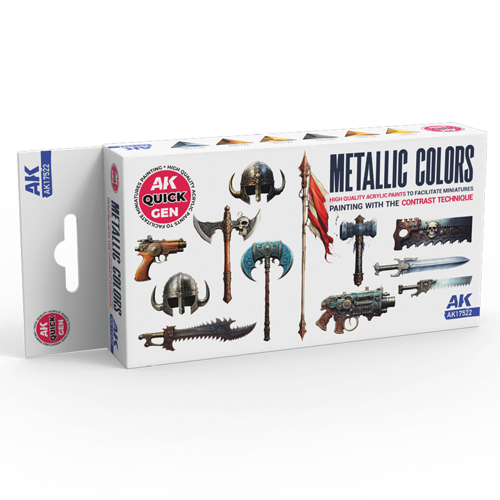 AK Interactive Quick Gen 17522 Metallics Acrylic Paint Set