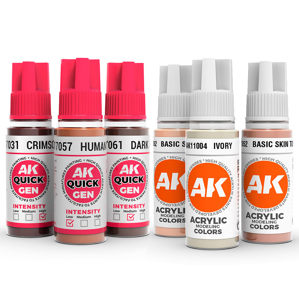 AK Interactive Quick Gen 17526 Painting Skin Tones Quick Acrylic Paint Combo Set