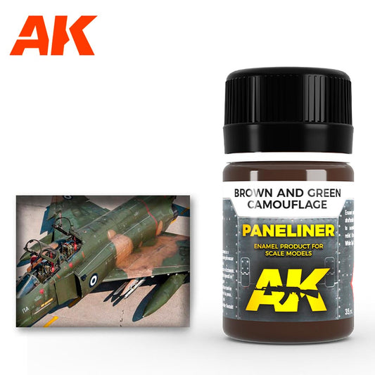 AK Interactive 2071 Brown/Green Camouflage Paneliner Enamel 35ml