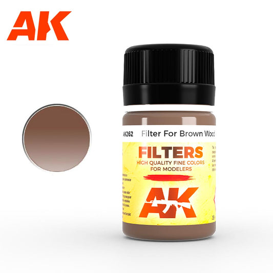 AK Interactive 262 Red Brown Dark Filter For Wood 35ml Enamel Weathering