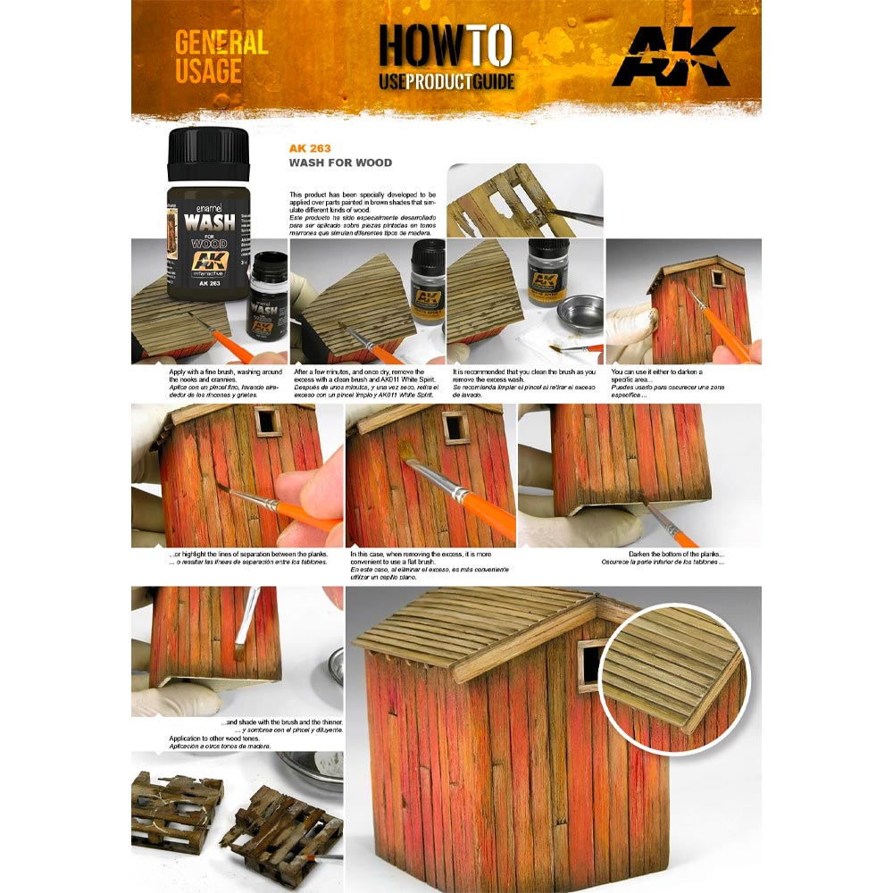 AK Interactive 263 Wash For Wood 35ml Enamel Weathering