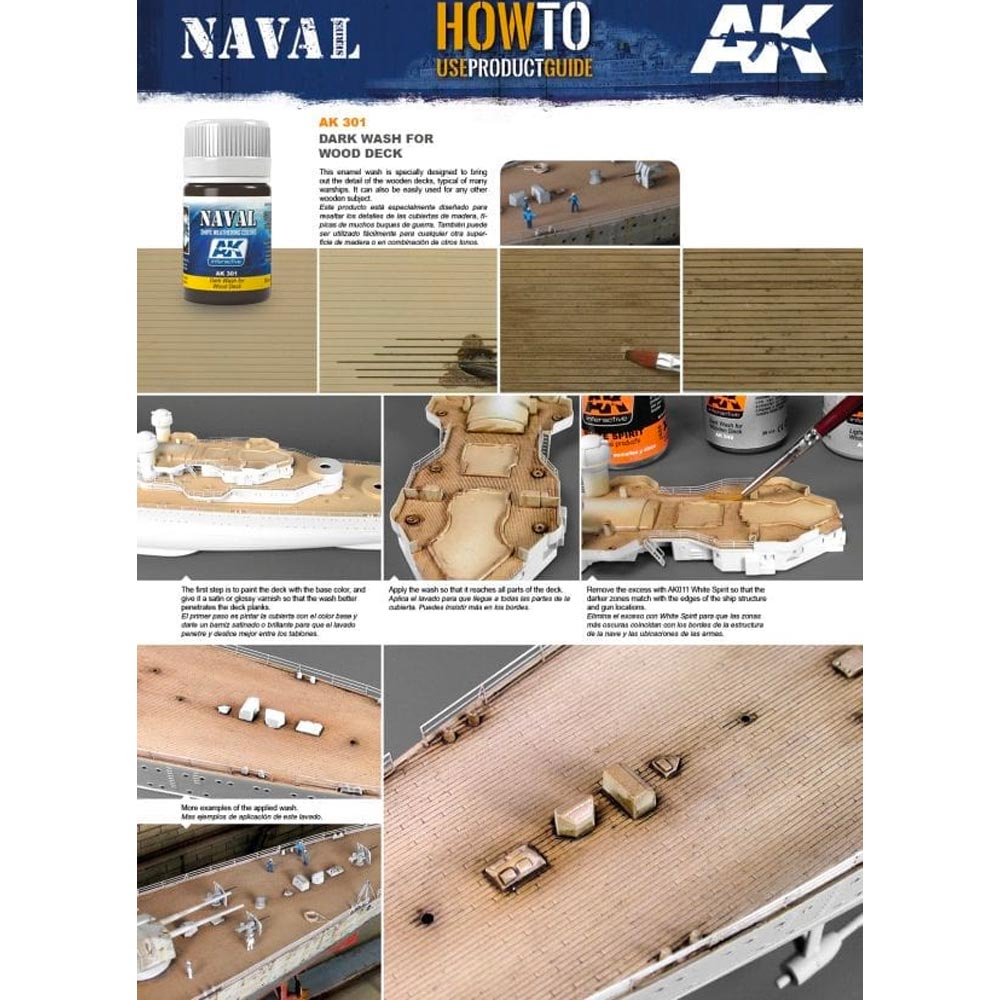 AK Interactive 301 Naval: Dark Wash for Wooden Deck Enamel Weathering 35ml