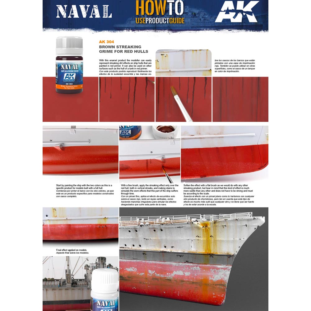 AK Interactive 304 Naval: Brown Streaking Grime Red Hulls Enamel Weathering 35ml