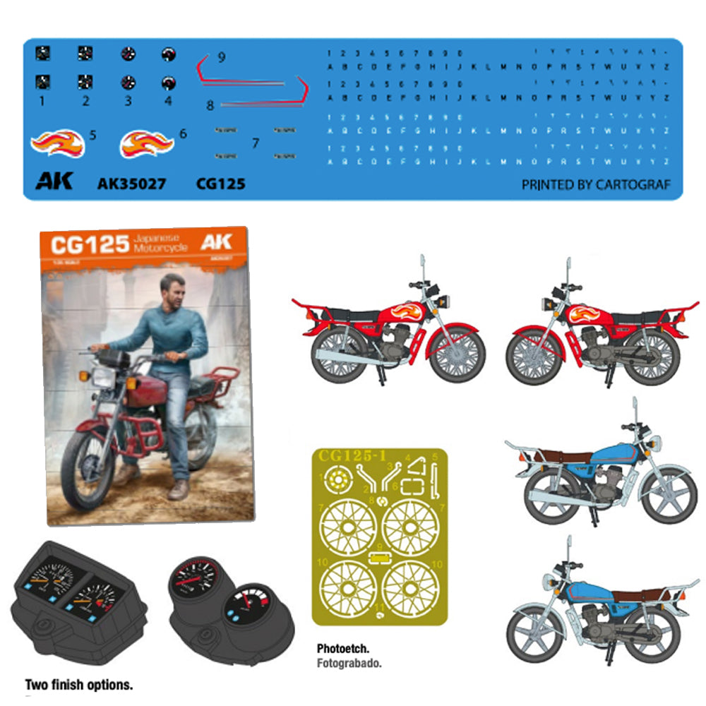 AK Interactive 35027 CG125 Japanese Motorcycle 2-in-1 1:35 Model Kit