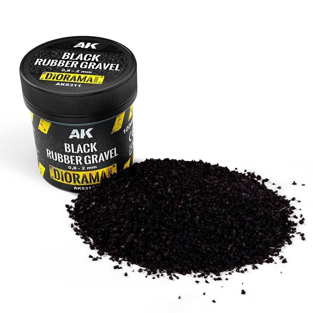 AK Interactive Black Rubber Gravel 0.8-2mm Diorama & Basing AK8311