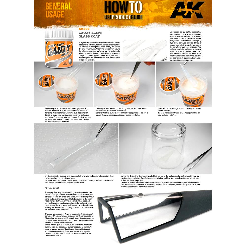 AK Interactive 893 Gauzy Agent Glass Coat Realistic Model Finish 100ml