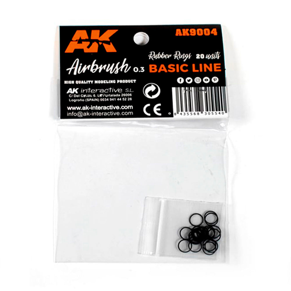 AK Interactive 9004 Rubber Rings - 20 Units (Airbrush Basic Line 0.3)