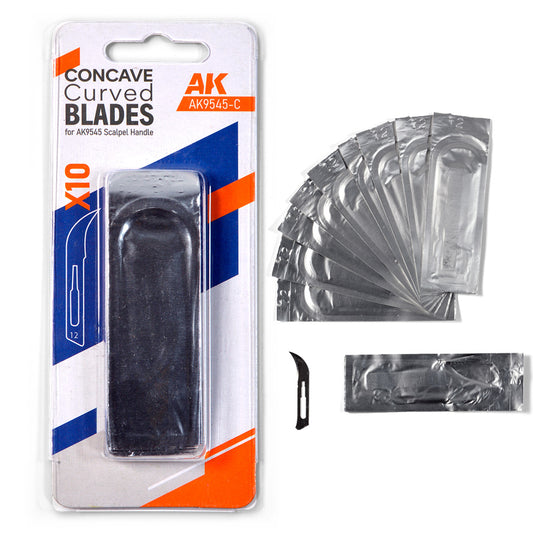 AK Interactive 9545-B Extra-Curved Blades for AK9545 Modelling Knife 10pcs