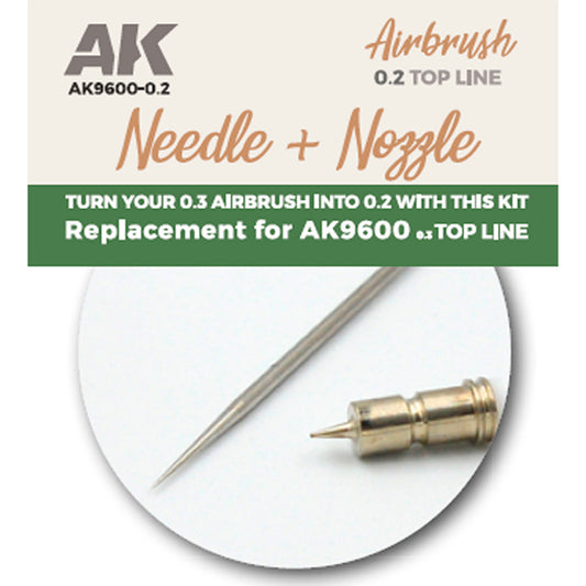 AK Interactive 9600 0.2mm Top Line Needle & Nozzle For AK9600 Airbrush