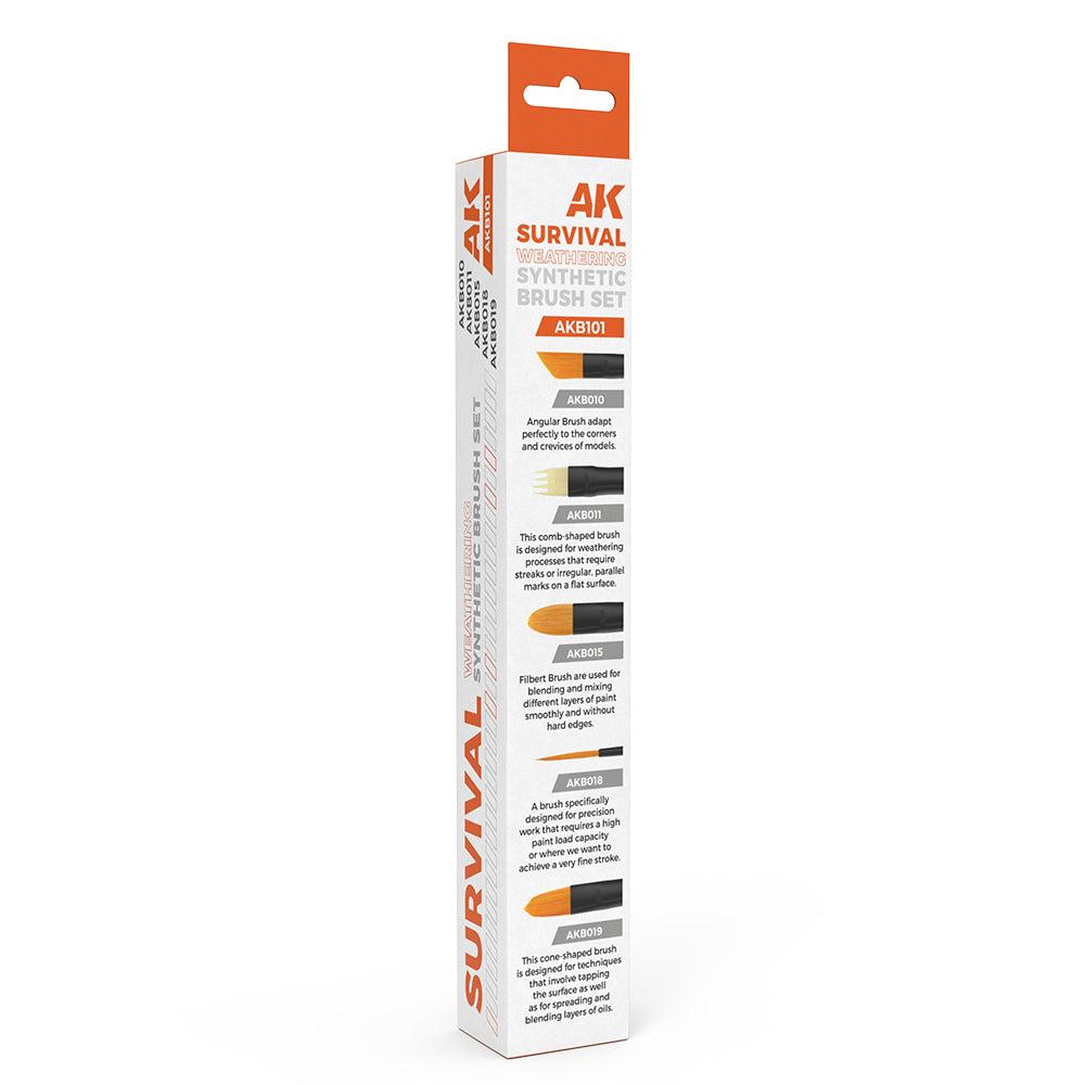 AK Interactive AKB101 Survival Weathering Paint Brushes Set (5 Paint Brushes)