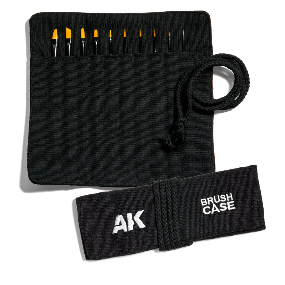 AK Interactive B110 Synthetic Paint Brush Set (10pcs) in Cloth Case