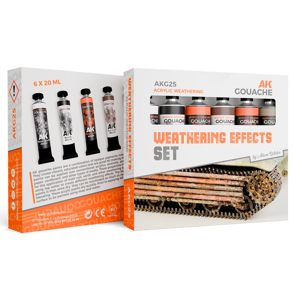 AK Interactive AKG25 Gouache: Weathering Effects Set (6 x 20ml Tubes)