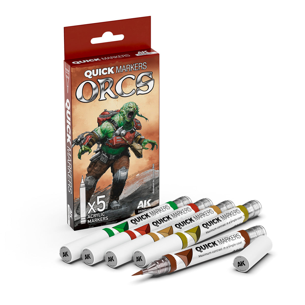 AK Interactive Quick Markers - Orcs - 5-Pack Acrylic Marker Set AKMQ106