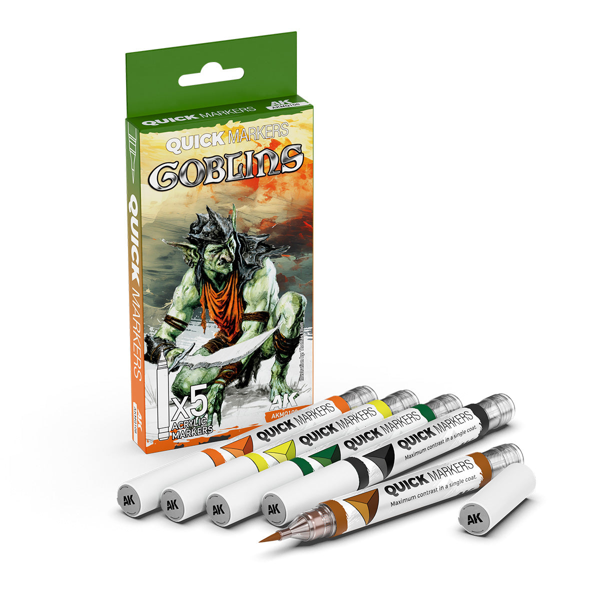 AK Interactive Quick Markers - Goblins - 5-Pack Acrylic Marker Set AKMQ108