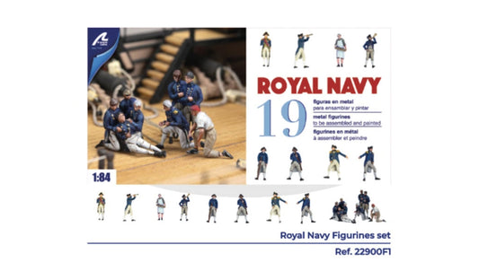 AL22900F1 1:84 Royal Navy Officers - Set of 19 Die Cast Figurines