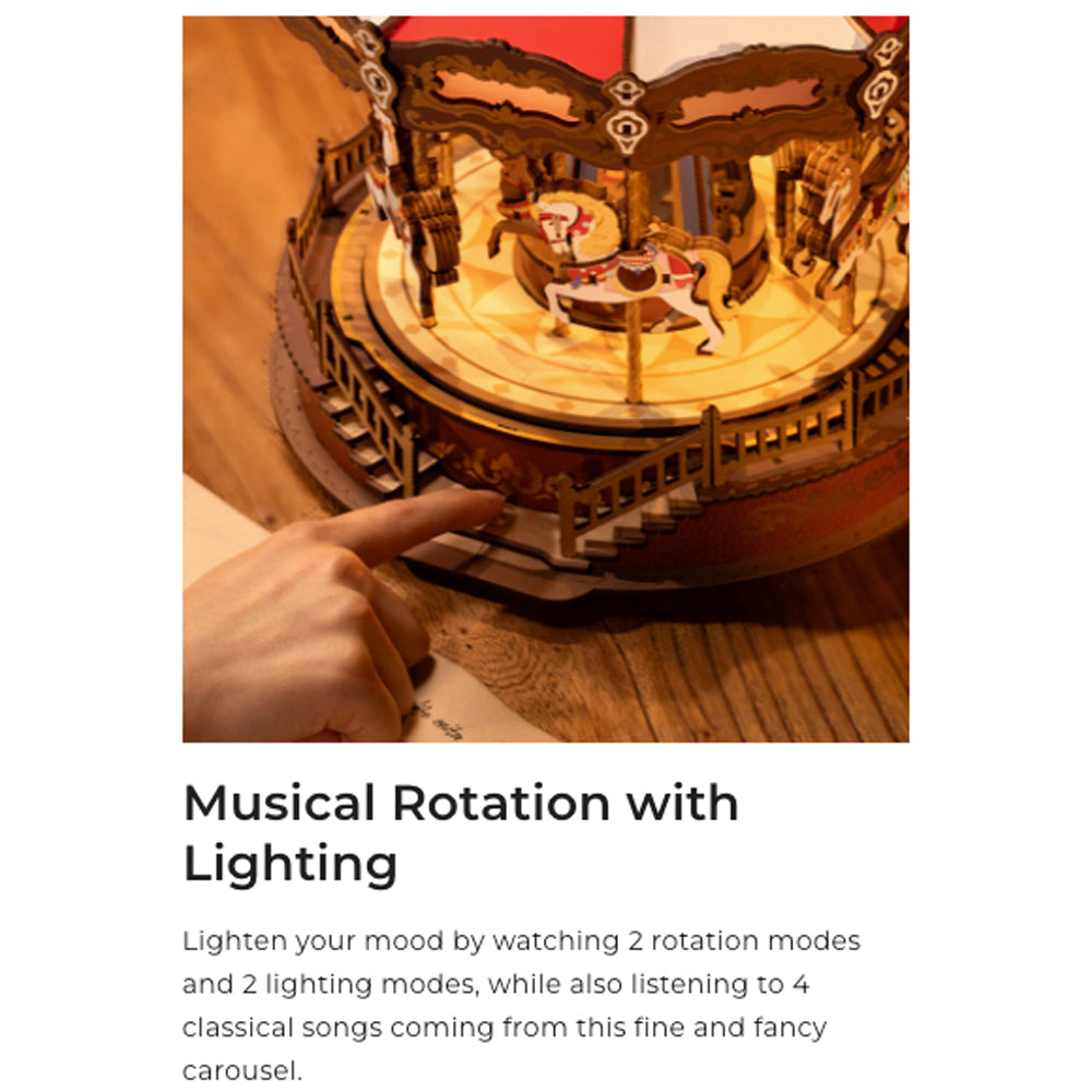 ROBOTIME Rolife Music Dreamer Classic Carousel Wooden Model Kit AMC01
