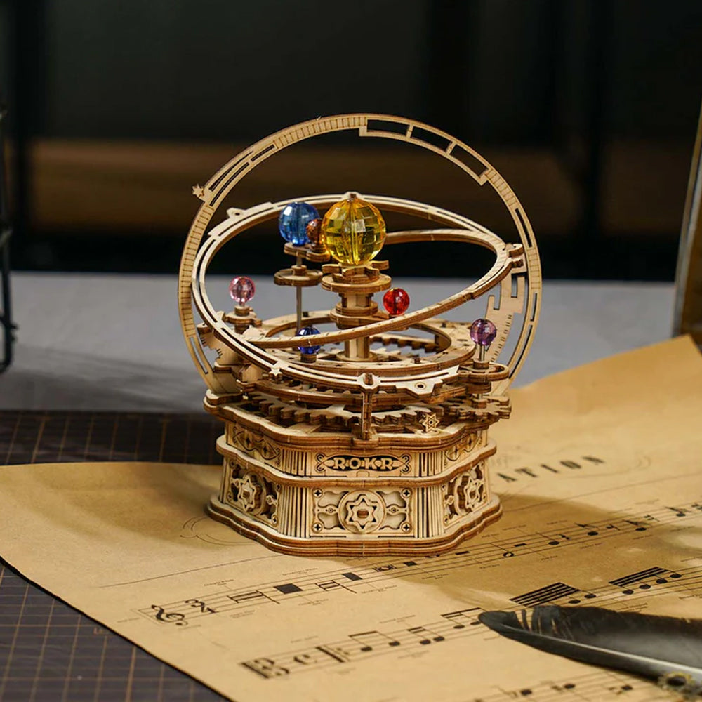 ROKR Starry Night Orrery Music Box Mechanical Wooden Kit AMK51