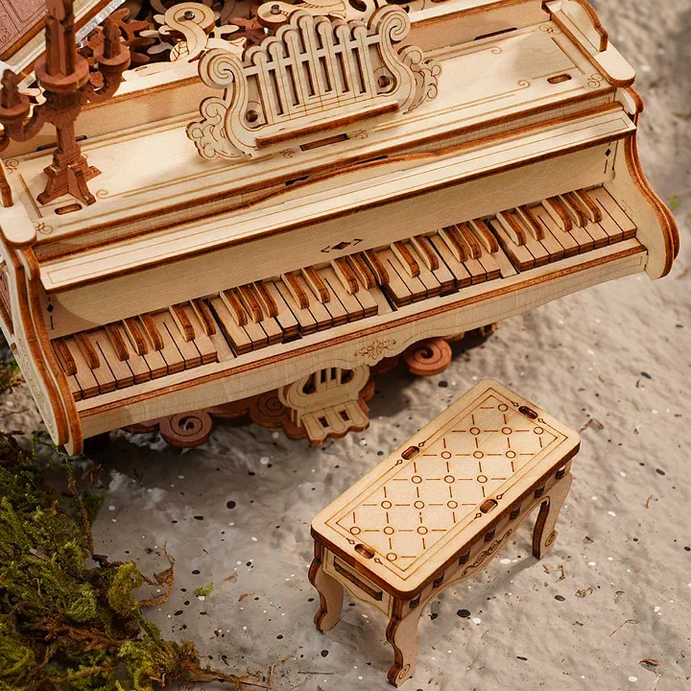 ROBOTIME ROKR Magic Piano Music Box Wooden Mechanical Model Kit AMK81