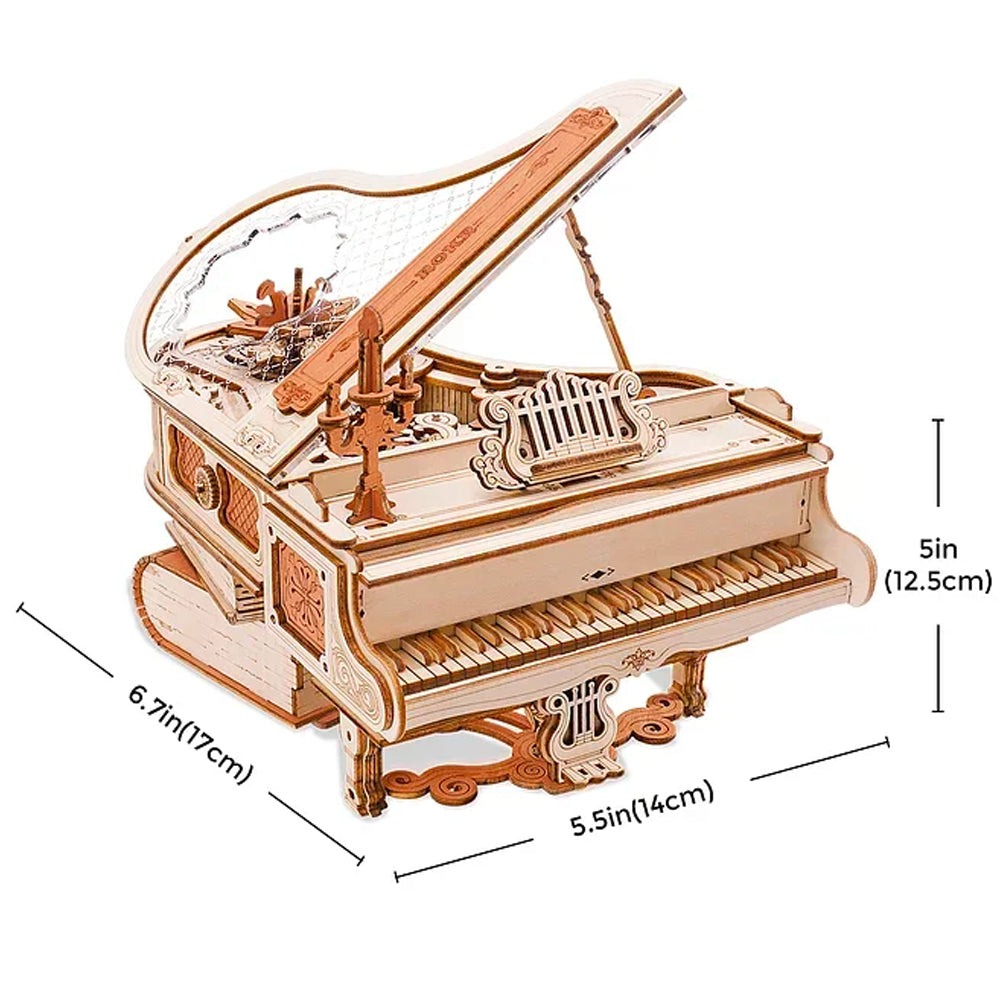 ROBOTIME ROKR Magic Piano Music Box Wooden Mechanical Model Kit AMK81