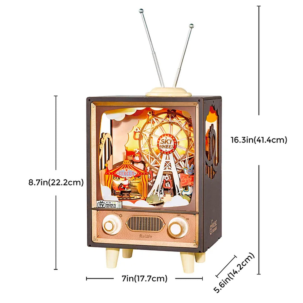 ROBOTIME Rolife Sunset Carnival Fairground TV DIY 3D Wooden Model Kit