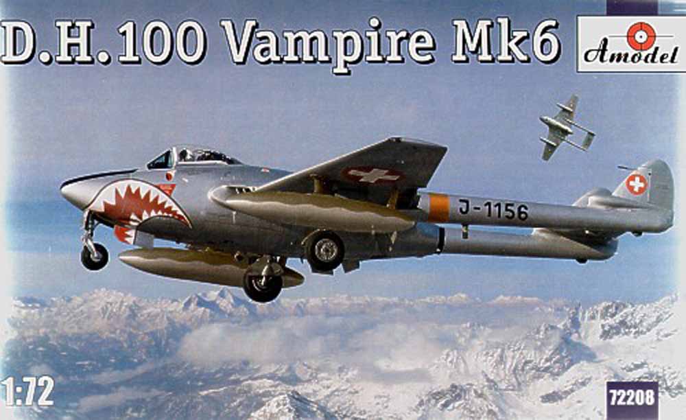 A-Model 72208 de Havilland DH.100 Vampire Mk.6 1:72 Aircraft Model Kit
