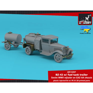 Armory 14207 BZ-42 Soviet WWII Refueler GAZ-AA Chassis w/Trailer 1:144 Model Kit