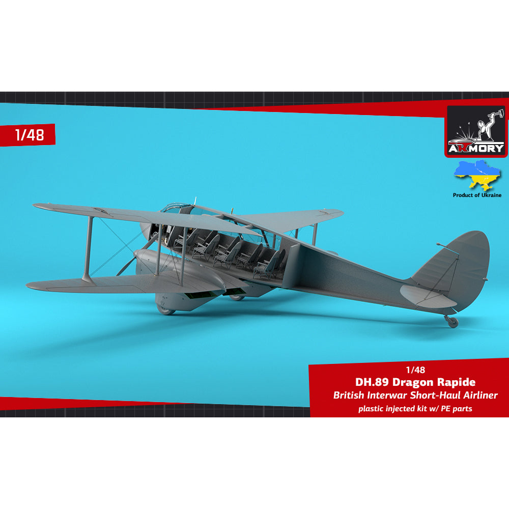 Armory 48005 DH.89 Dragon Rapide Interwar Railway Air Services 1:48 Model Kit