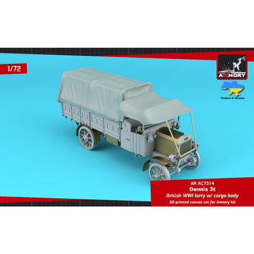 Armory AC7314 Dennis 3t British WWI Cargo Lorry Canvas Cover 1:72 Model Kit Part