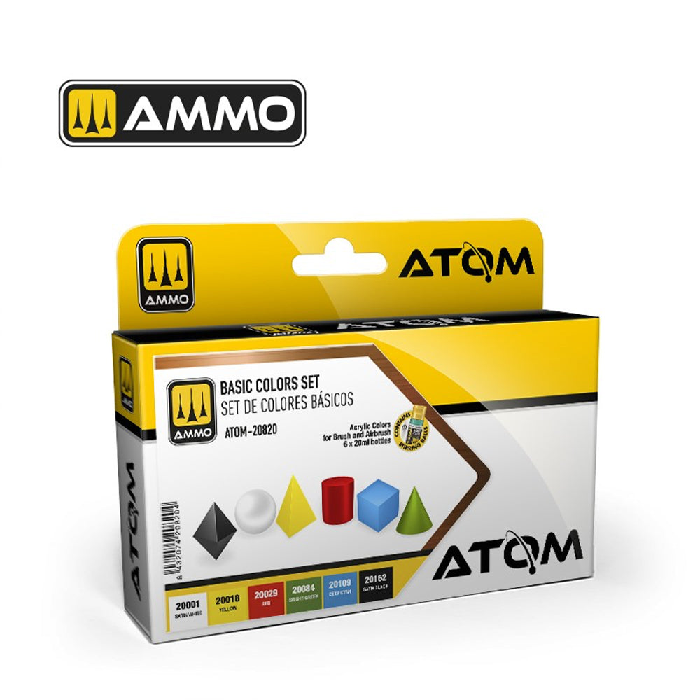 ATOM Basic Colours Acrylic Paint Set Ammo by Mig 20820
