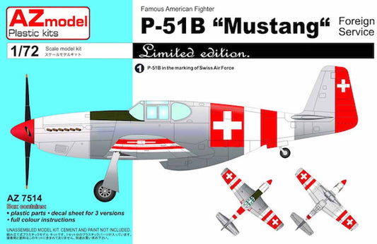 AZ Model 7514 North-American P-51B Mustang 1:72 Plastic Model Aircraft Kit