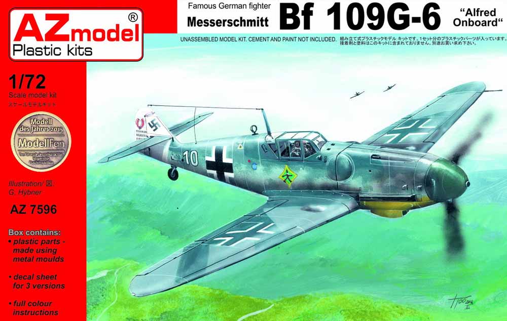 AZ Model 7596 Messerschmitt Bf-109G-6 'Alfred on-board' 1:72 Plastic Model Kit
