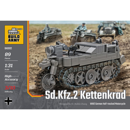 Build Army Kettenkrad Tracked Motorcycle 1:31 Brick Model 89pcs B0002