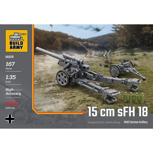 Build Army German 15cm SFH 18 Artillery 1:35 Brick Model 167pcs B0018