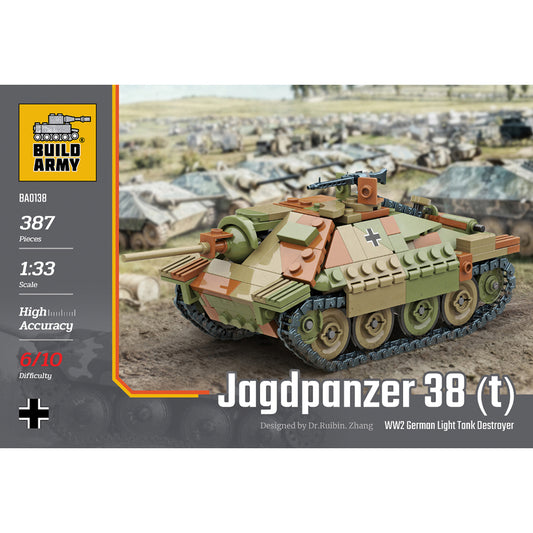 Build Army Jagdpanzer 38t Hetzer Tank Destroyer 1:33 Brick Model 387pcs B0138