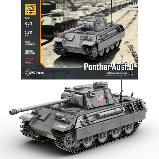 Build Army Panther Ausf.D 1:33 Tank Brick Model 940pcs B0171