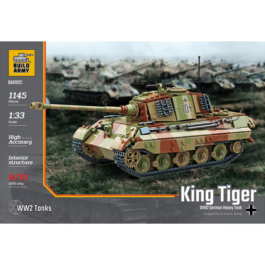Build Army King Tiger (Tiger II) In Camo 1:33 Brick Model 1145pcs B0182C