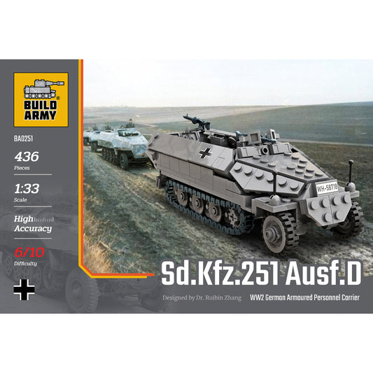 Build Army Sd.Kfz.251 Ausf.D 1:33 Brick Model 436pcs B0251