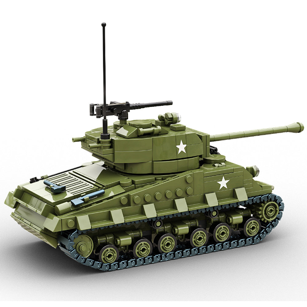 Build Army M4A3E8 Easy Eight 1:33 Tank Brick Model 860pcs B1002
