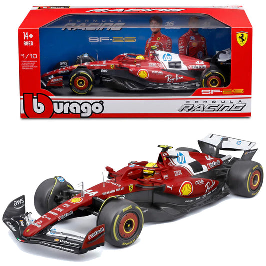 Bburago F1 Ferrari SF-25 2025 Lewis Hamilton w/Helmet 1:18 Diecast Model