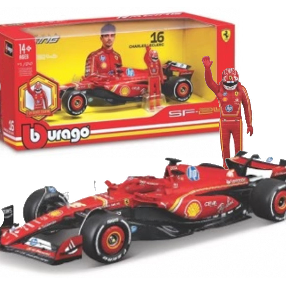 Bburago F1 Ferrari SF-24 2024 w/Leclerc Figure 1:24 B18-26823L