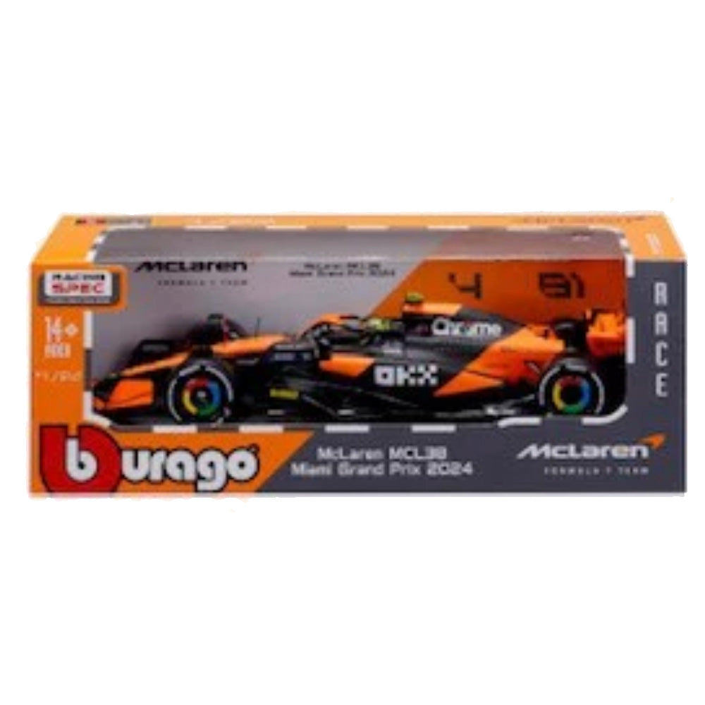 Bburago F1 McLaren Tyre Changing Racing Car 2024 Lando Norris 1:24 B18-28074N