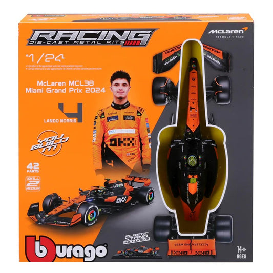 Bburago F1 McLaren MCL38 2024 Norris 1:24 Diecast Car Model Kit 28504
