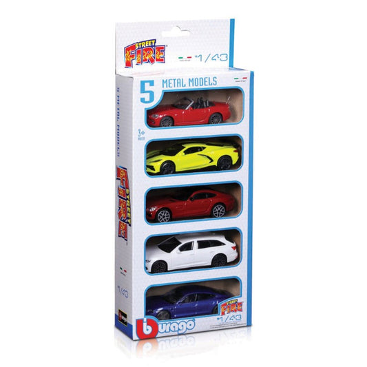 Bburago Street Fire 5 Piece Vehicle Pack 1:43 Diecast B18-30005